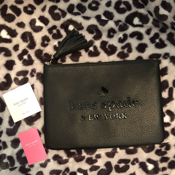 Kate Spade large tassel pouch- sienna logo black - Picture 7 of 7